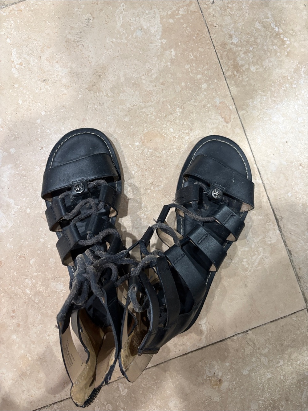 Michael Kors Black Gladiator Lace-Up Sandals